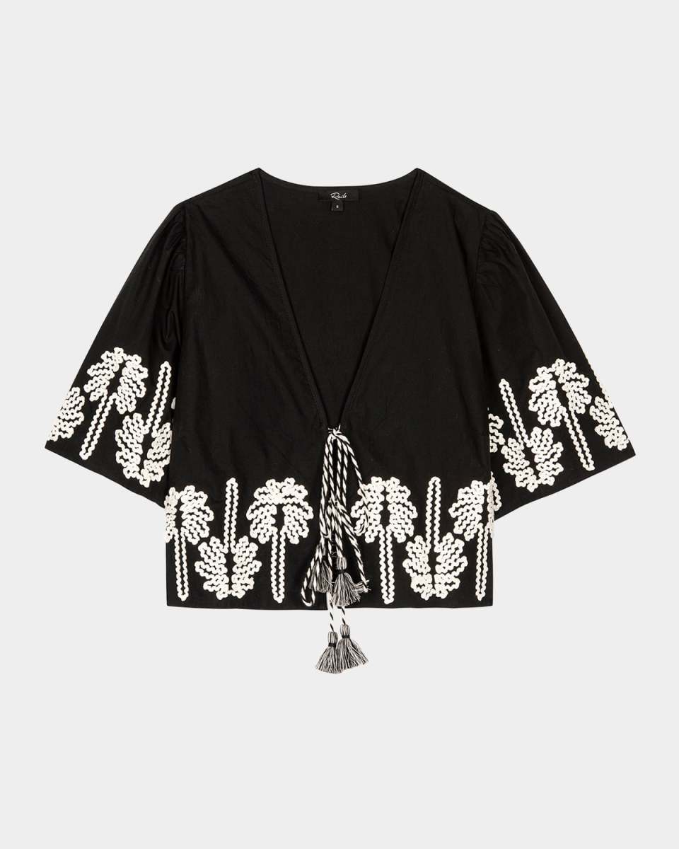Pari Palm Tree Embroidered Crop Top